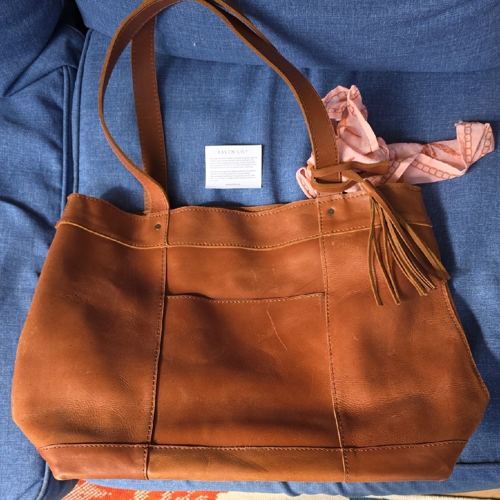 Brown Leather Tote Bag Raven and LILY